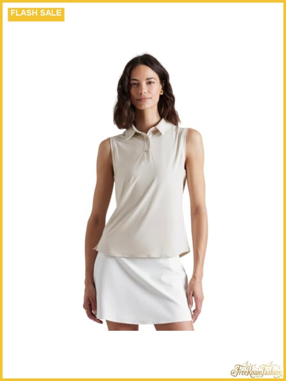 Sleeveless Polo Shirt Athletic Golf Tennis Collared Button Regular Fit